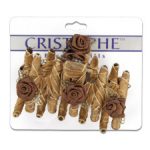 Brown fabric-covered hair claw with flowers