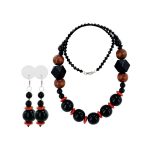 black/light brown beaded necklace and earring set | bulk buys