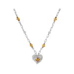 Silver Heart Necklace With Glass Beads | bulk buys