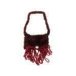 Hand Knit Burgundy Bag with Sunburst Brooch | bulk buys