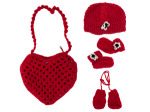 Red Heart-Shaped Bag with Beanie, Mittens and Booties | bulk buys