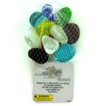 Decorative colored stones, mesh bag in assorted colors