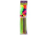 Neon chenille stem and pom pom combination pack | bulk buys
