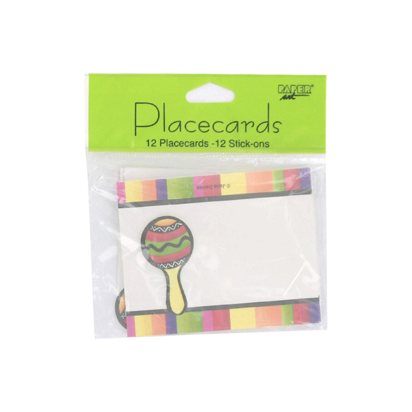 Fiesta stripes place cards with stick-ons | bulk buys