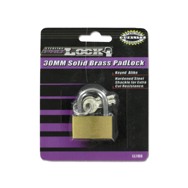 30MM solid brass padlock with keys | sterling