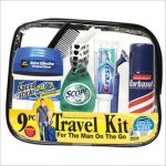 Men's Travel Bag 9 Piece Clear Case Pack 6