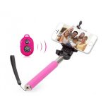 Selfie stick with Bluetooth Wireless Remote Pink