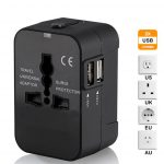 All in One Universal International Plug Adapter 2 USB Port World Travel AC Power Charger Adaptor with AU US UK EU converter Plug